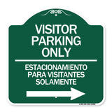 Bilingual Reserved Parking Sign Visitor Parking Only - Estacionamiento Para Visitantes Solamente (With Right Arrow)