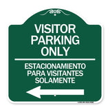 Bilingual Reserved Parking Sign Visitor Parking Only - Estacionamiento Para Visitantes Solamente (With Left Arrow)