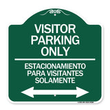 Bilingual Reserved Parking Sign Visitor Parking Only - Estacionamiento Para Visitantes Solamente (With Bidirectional Arrow)
