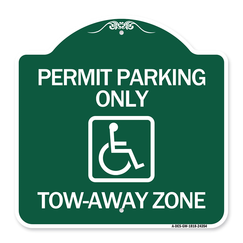 Accessible Permit Parking Only Tow-Away Zone with Symbol
