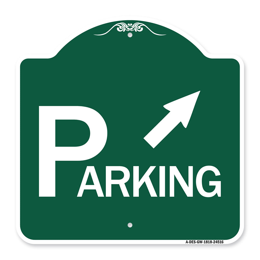 Parking with Arrow Pointing to Top Right