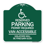 Connecticut Reserved Parking Permit Required Van Accessible Violators Will Be Fined Min $150 with Symbol