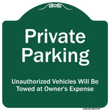 Private Parking Unauthorized Vehicles Will Be Towed At Owner Expense