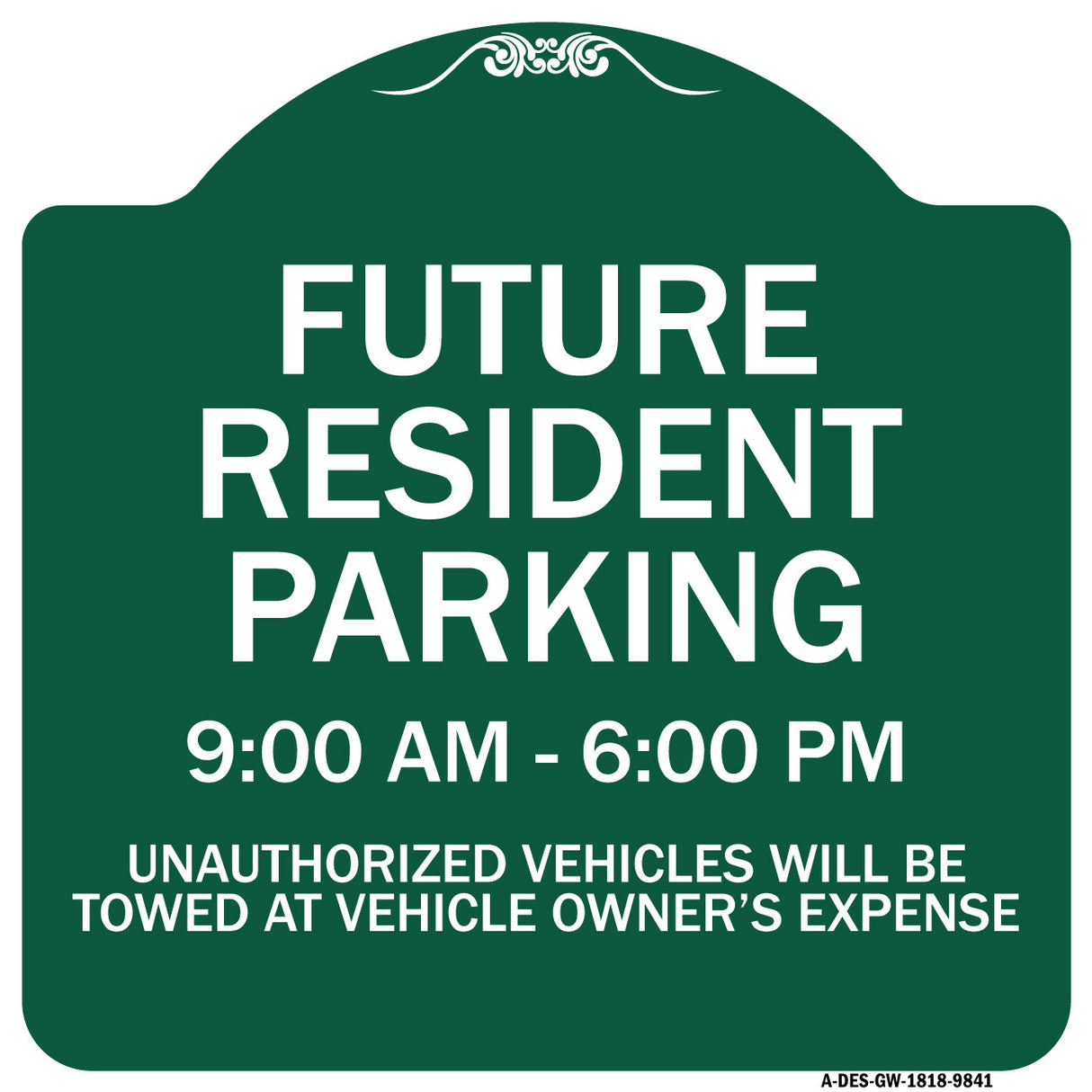 Future Resident Parking 9:00 To 6:00