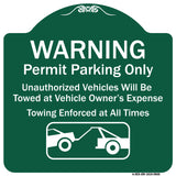 Warning Permit Parking Only Vehicles Will Be Towed At Vehicle Owners Expense Towing