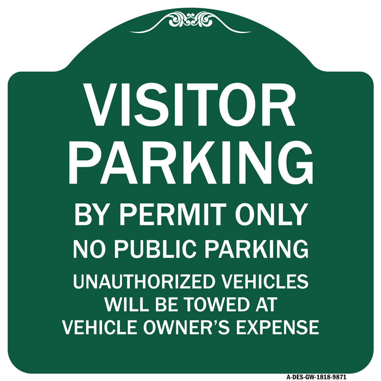 Visitor Parking By Permit Only No Public Parking Sign