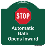 Stop, Automatic Gate, Opens Inward With Symbol