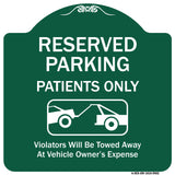 Reserved Parking Patients Only Violators Will Be Towed Away At Owner Expense With Graphic