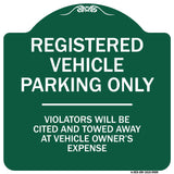 Registered Vehicle Parking Only Violators Will Be Cited And Towed Away At Vehicle Owner's Expense