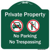 Private Property No Parking Or Trespassing With Symbols