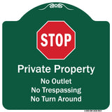 Private Property No Outlet No Trespassing Or Turn Around With Stop Symbol
