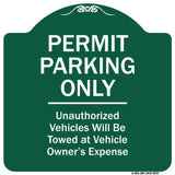 Permit Parking Only Unauthorized Vehicles Will Be Towed At Vehicle Owner's Expense