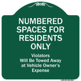 Numbered Spaces Residents Only Violators Will Be Towed Away At Vehicle Owners Expense