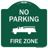 No Parking, Fire Zone With Fire Truck Graphic