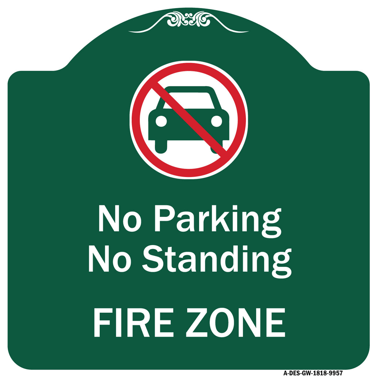 No Parking Or Standing, Fire Zone With Graphic