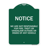 We Are Not Responsible for Fire Theft or Vandalism Outside or Inside of ANY Vehicle