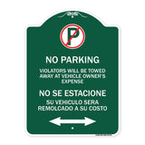 Violators Will Be Towed Away at Vehicle Owners Expense With Symbol No Se Extacione Su Vehiculo Sera Remolcado a Costa Suyo