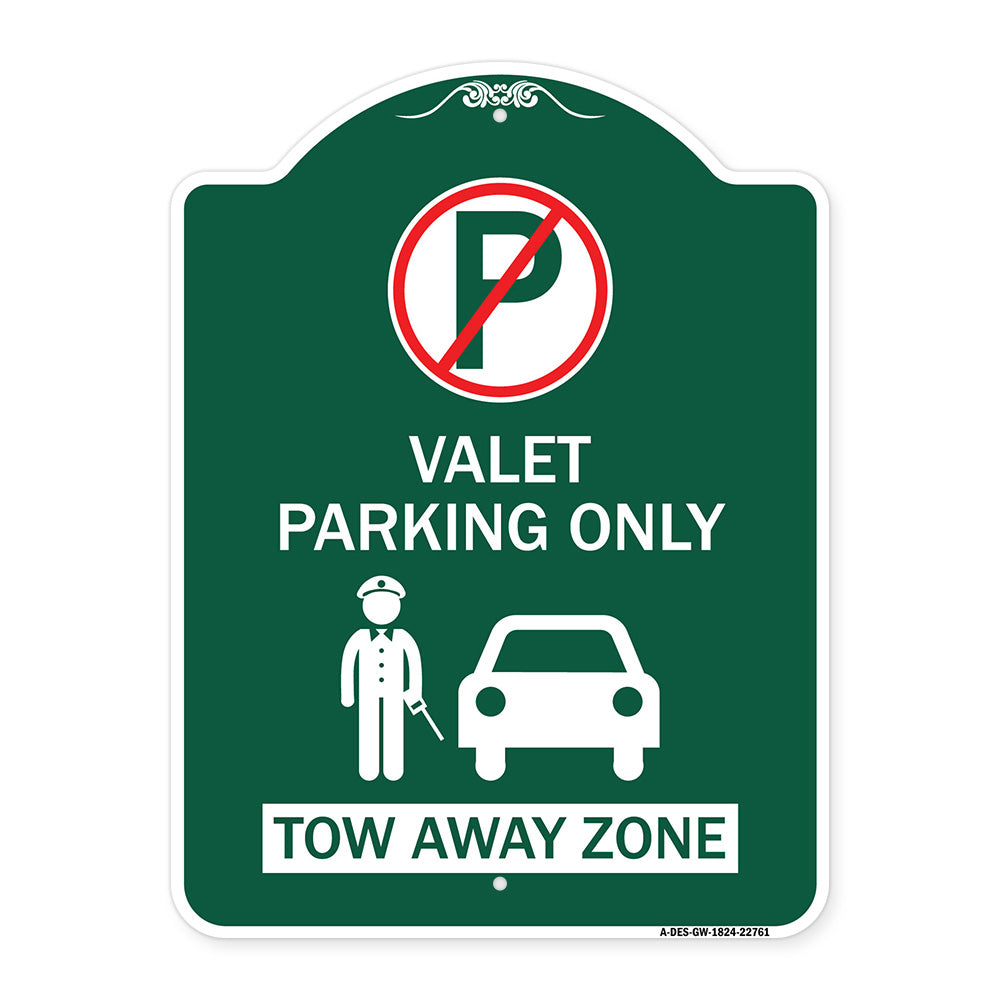 Valet Parking Only Tow Away Zone with Car Graphic