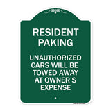 Tow Away Sign Resident Parking Unauthorized Cars Will Be Towed Away at Owner's Expense