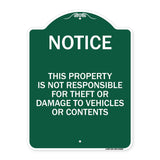 This Property Is Not Responsible for Theft or Damage to Vehicles or Contents