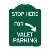 Stop Here for Valet Parking (Right Arrow)
