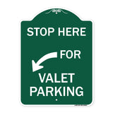 Stop Here for Valet Parking (Left Arrow)