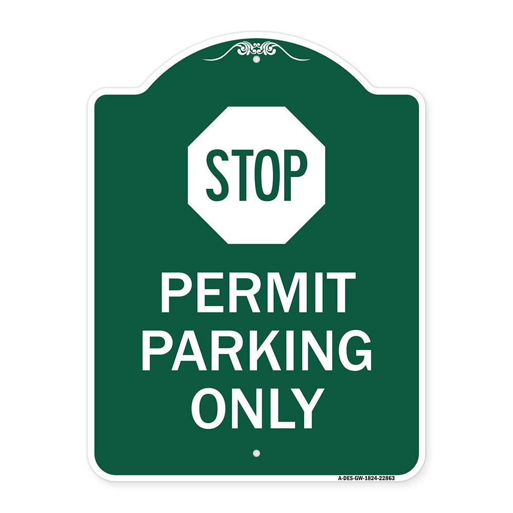 Stop - Permit Parking Only (With Stop Symbol)