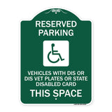 Reserved Parking Vehicles with Dis or Dis Vet Plates or State Disabled Card This Space (With Graphic)