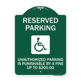 Reserved Parking Unauthorized Parking Is Punishable by A Fine Up to $200 (With Handicapped Graphic)