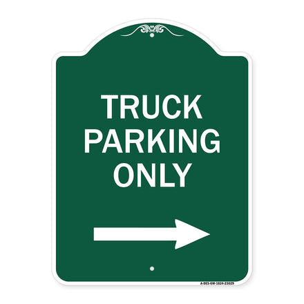 Reserved Parking Sign Truck Parking Only with Right Arrow