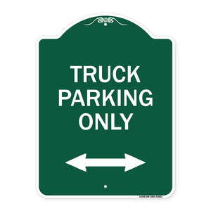 Reserved Parking Sign Truck Parking Only with Bidirectional Arrow