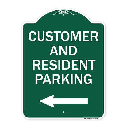 Reserved Parking Sign Customer and Visitor Parking (With Left Arrow)