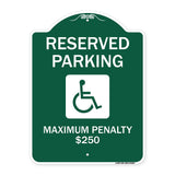 Reserved Parking Maximum Penalty $250 (With Handicapped Symbol
