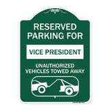 Reserved Parking for Vice President Unauthorized Vehicles Towed Away (With Car Tow Graphic)