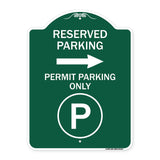 Reserved Parking - Permit Parking Only with Symbol and Right Arrow