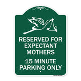 Reserved for Expectant Mothers 15 Minute Parking Only (With Stork & Baby Graphic)