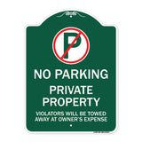 Private Property Violators Towed Away at Owner Expense with No Parking Symbol