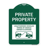 Private Property Unauthorized Vehicles Towed at Owner Expense with Graphic