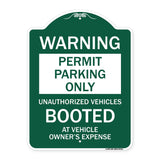Permit Parking Only Unauthorized Vehicles Booted at Vehicle Owner's Expense