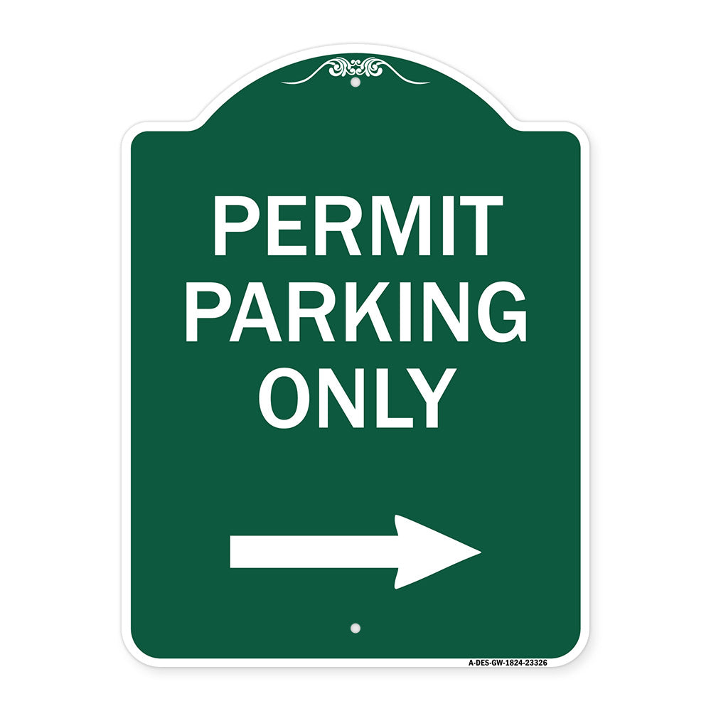 Permit Parking Only (With Right Arrow)