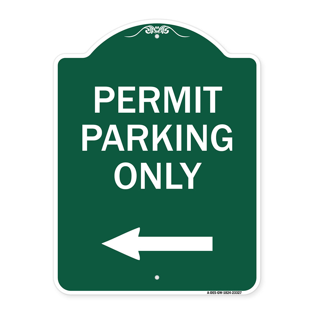 Permit Parking Only (With Left Arrow)