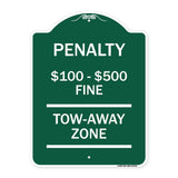 Penalty $100 - $500 Fine Tow Away Zone Virginia Handicap Supplementary Sign