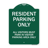 Parking Sign Resident Parking Only All Visitors Must Park in Visitor Parking Area Only