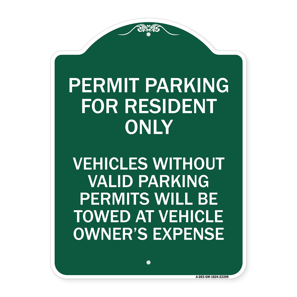Parking Permit Sign Permit Parking for Residents Only Vehicles Without Valid Parking Permits Will Be Towed