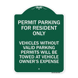 Parking Permit Sign Permit Parking for Residents Only Vehicles Without Valid Parking Permits Will Be Towed