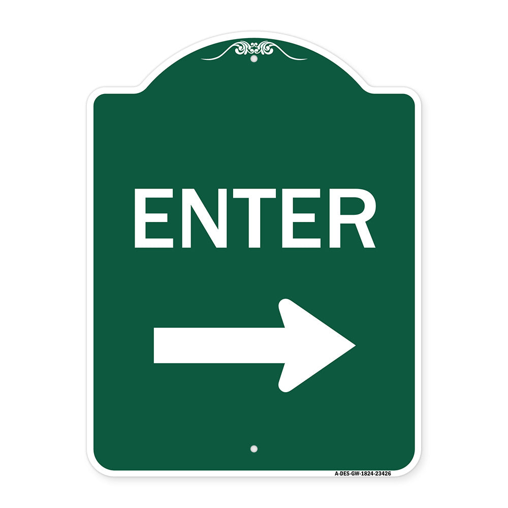 Parking Lot Sign Enter Sign (Right Arrow)