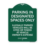 Parking in Designated Spaces Only Illegally Parked Vehicles Will Be Cited or Towed at Vehicle Owner's Expense