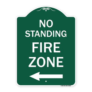 No Standing Fire Zone with Left Arrow