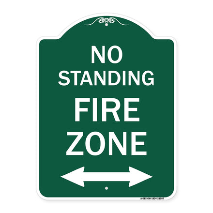 No Standing Fire Zone with Bidirectional Arrow