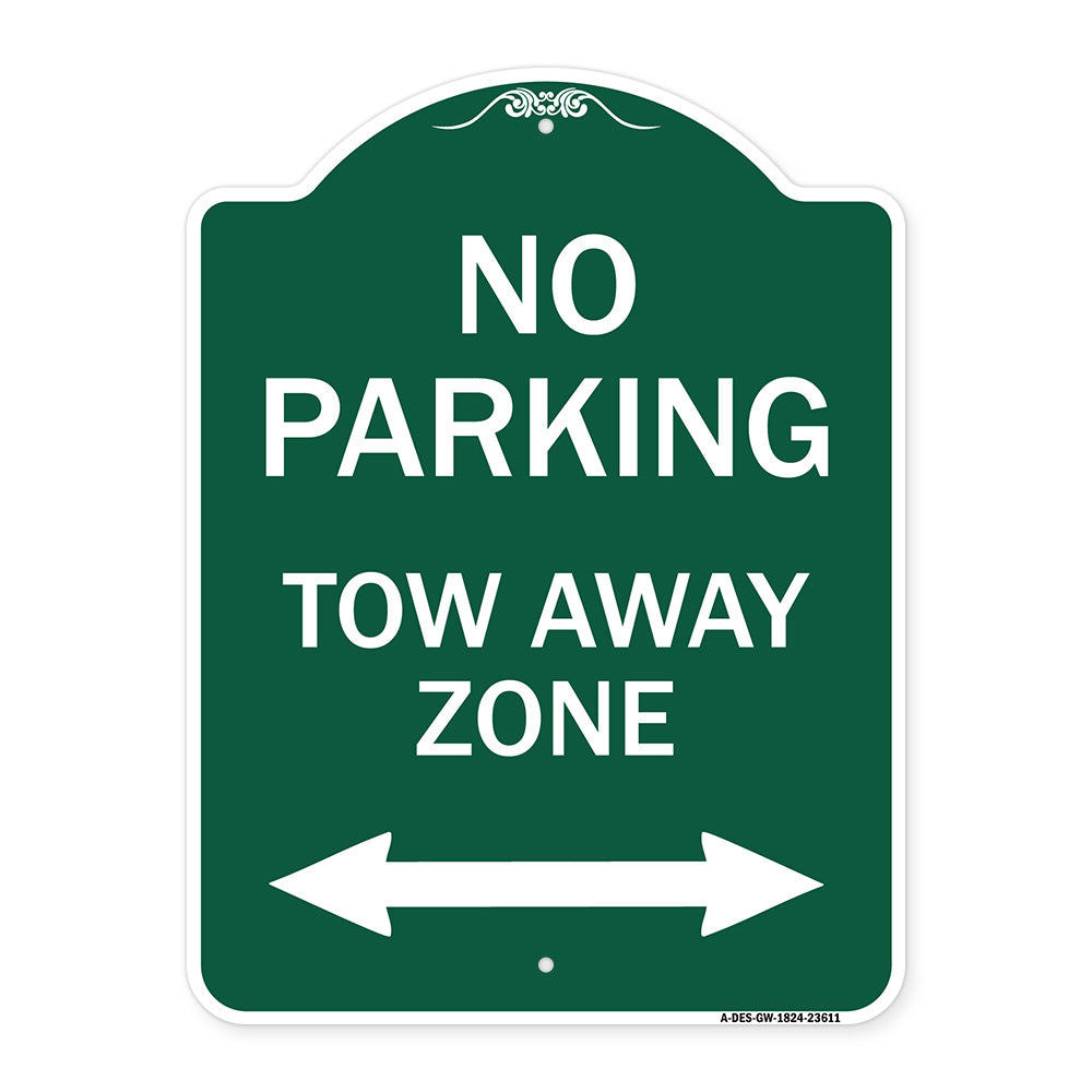 No Parking Tow Away Zone with Bidirectional Arrow